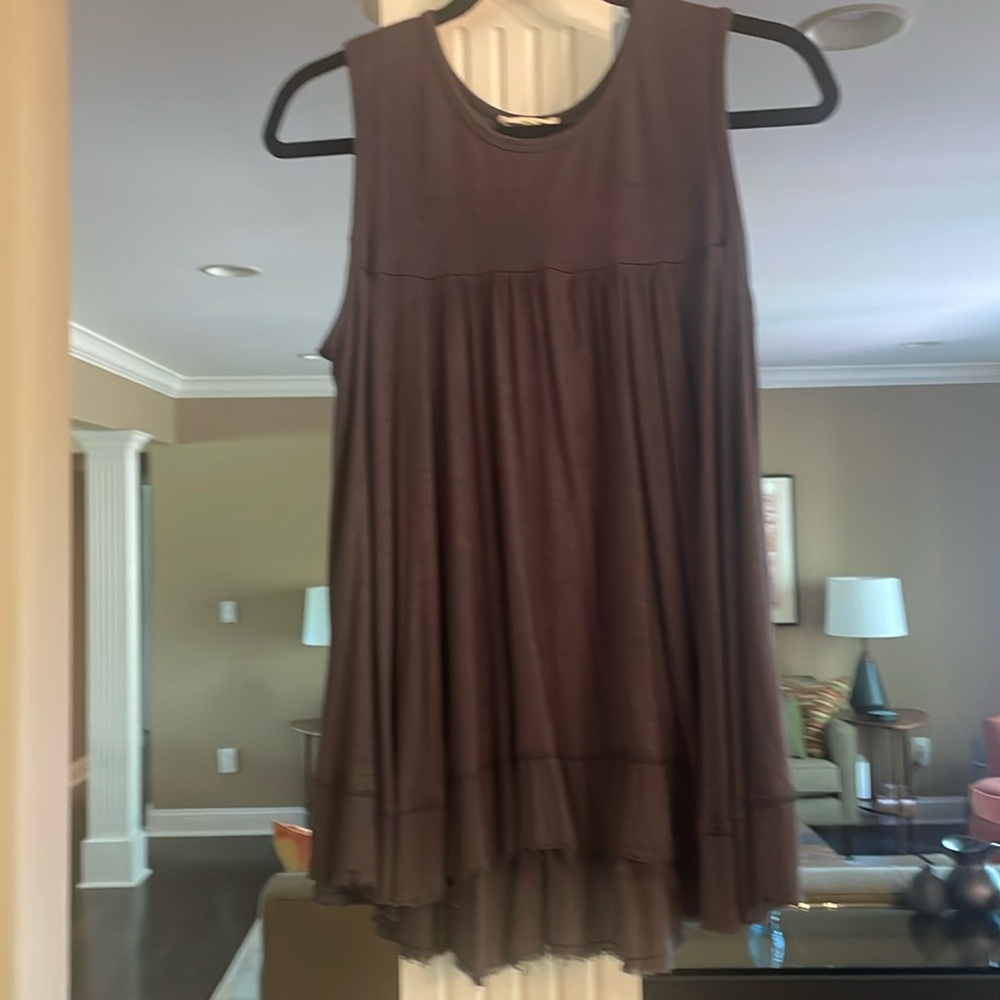Anthropologie swing top size M purple/greyish color raw edge. viscose blend